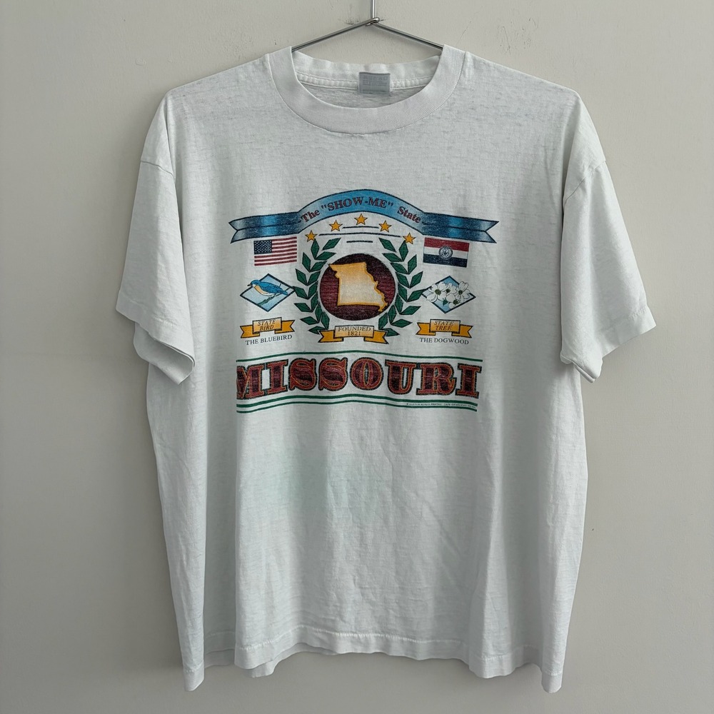 Vintage 90s Best Fruit of the Loom Missouri State T Shirt White Large